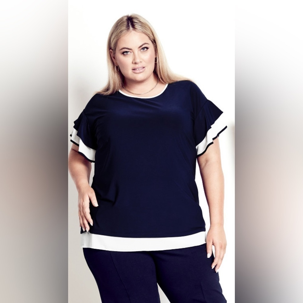 Avenue Studio Beata Flutter Sleeve Top 16W